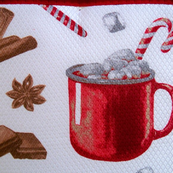 KitchenAid Set of 2 Reversible Drying Mats Red White Peppermint Mocha Coffee NIP - Picture 4 of 5